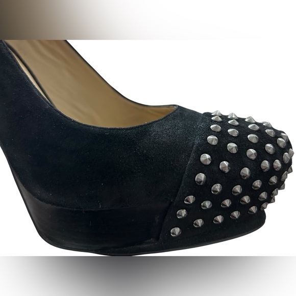 KENNETH COLE Studded Toe Suede Platform Heels In Black & Silver Sz 9.5✨LIKE NEW✨ - Picture 5 of 12